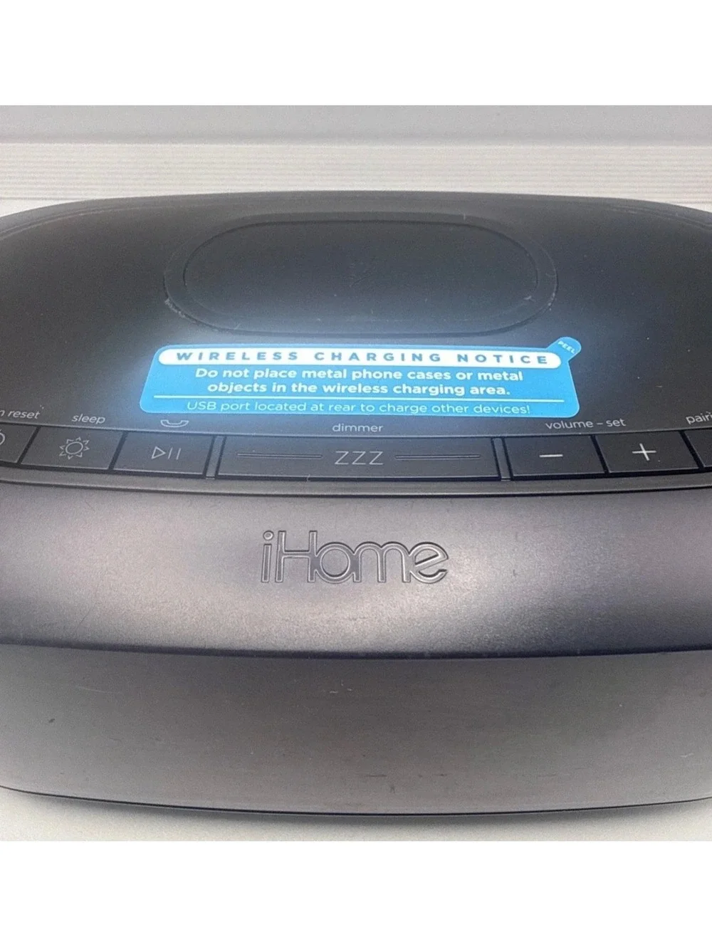 iHome Digital Alarm Clock with Wireless Charging and Bluetooth Speaker